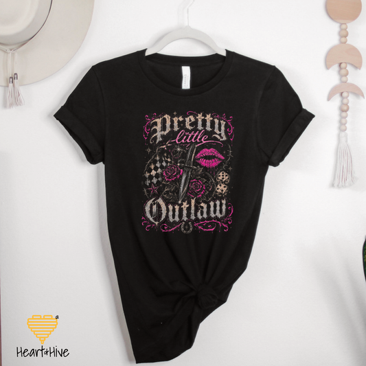 Pretty Little Outlaw Graphic Tee - Women's Western Punk Style Shirt // Unisex Tee // Black