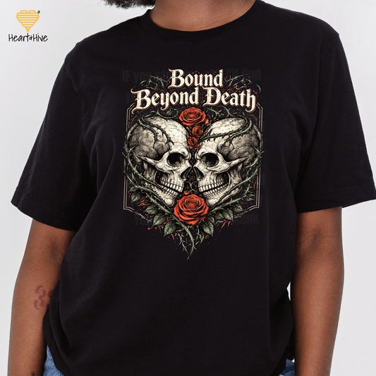 Bound Beyond Death Skull and Rose Design // 5 Apparel Choices // BLACK