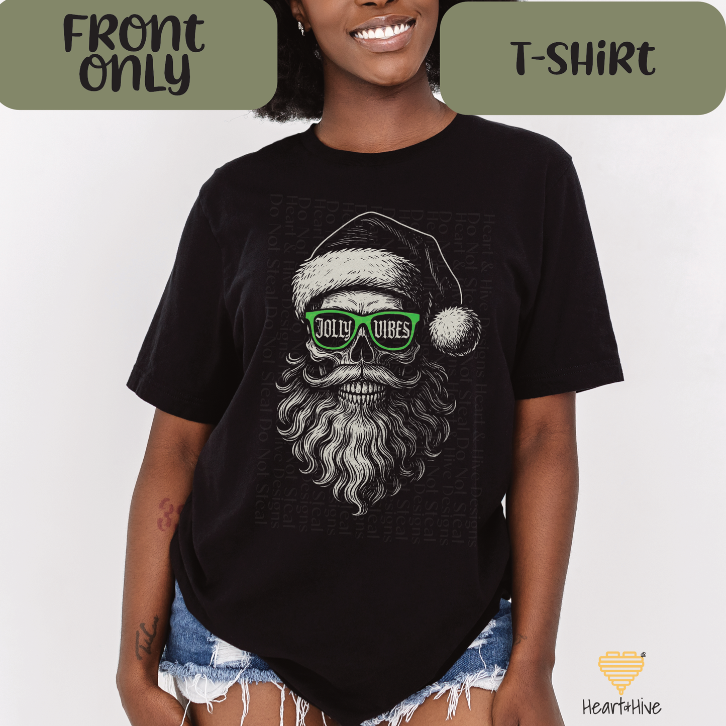Jolly Vibes Skeleton Santa // Optional Skeleton Snowflake Sleeve // BLACK