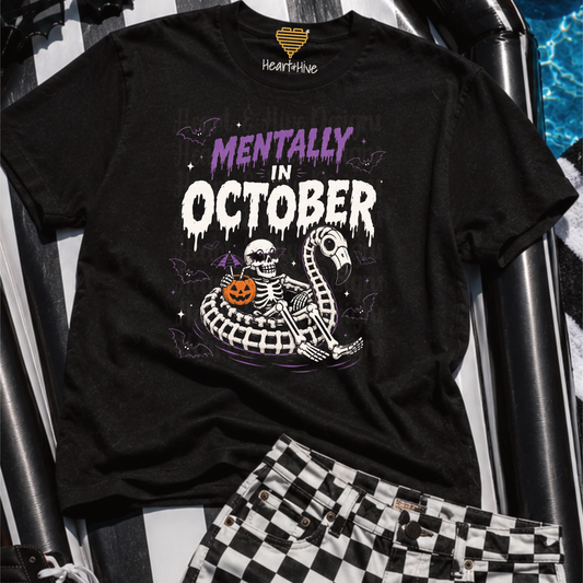 Mentally in October Skeleton Shirt / Black Bella Canvas Unisex Tee