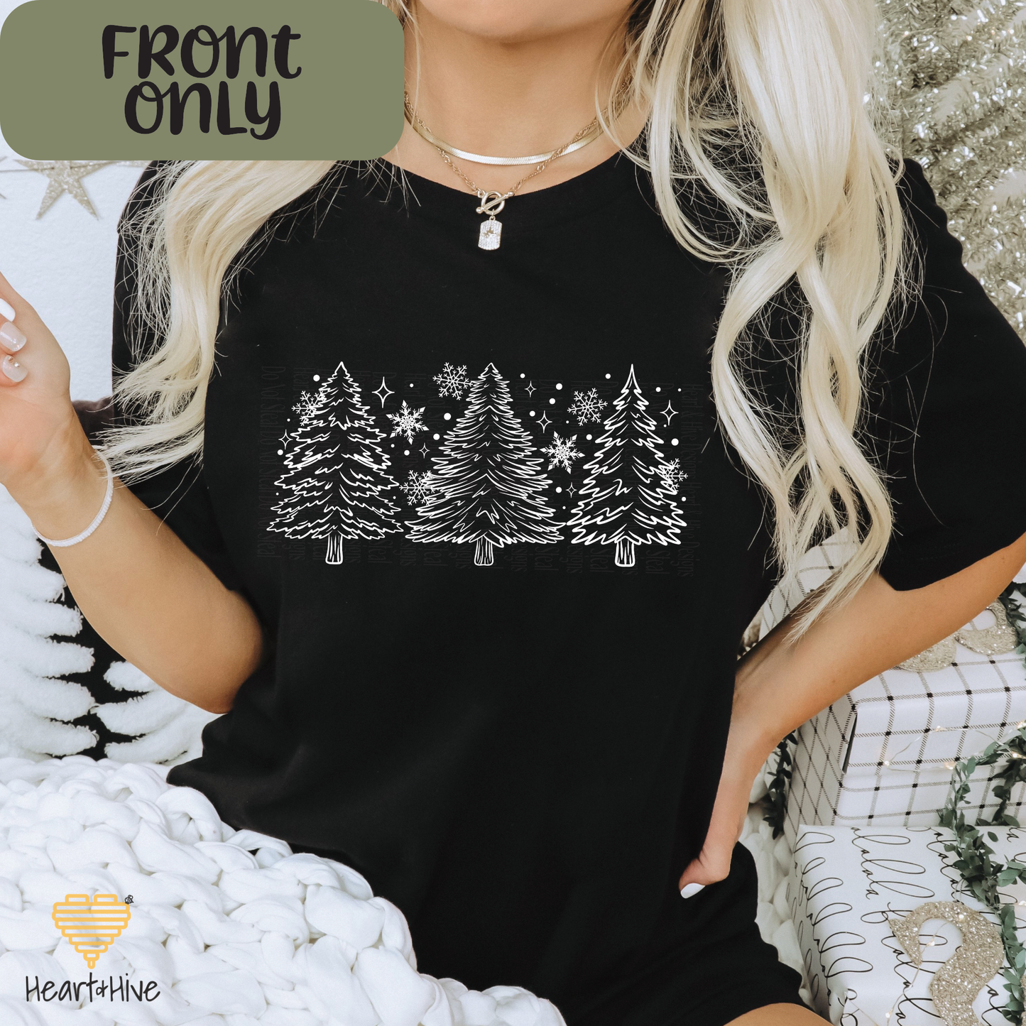 Christmas Tress // Optional Snowflake Sleeves // BLACK