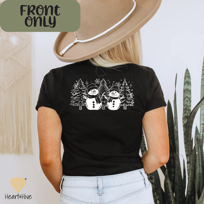 Snowman and Christmas Tress // Optional Snowflake Sleeves // BLACK