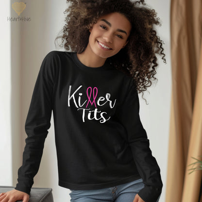 Killer Tits Breast Cancer // Unisex Long Sleeve Tee // 2 COLORS - Heart & Hive Designs