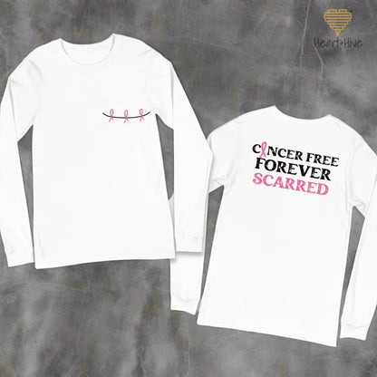 Left Mastectomy Forever Scarred Breast Cancer // Unisex Long Sleeve Tee // BLACK - Heart & Hive Designs