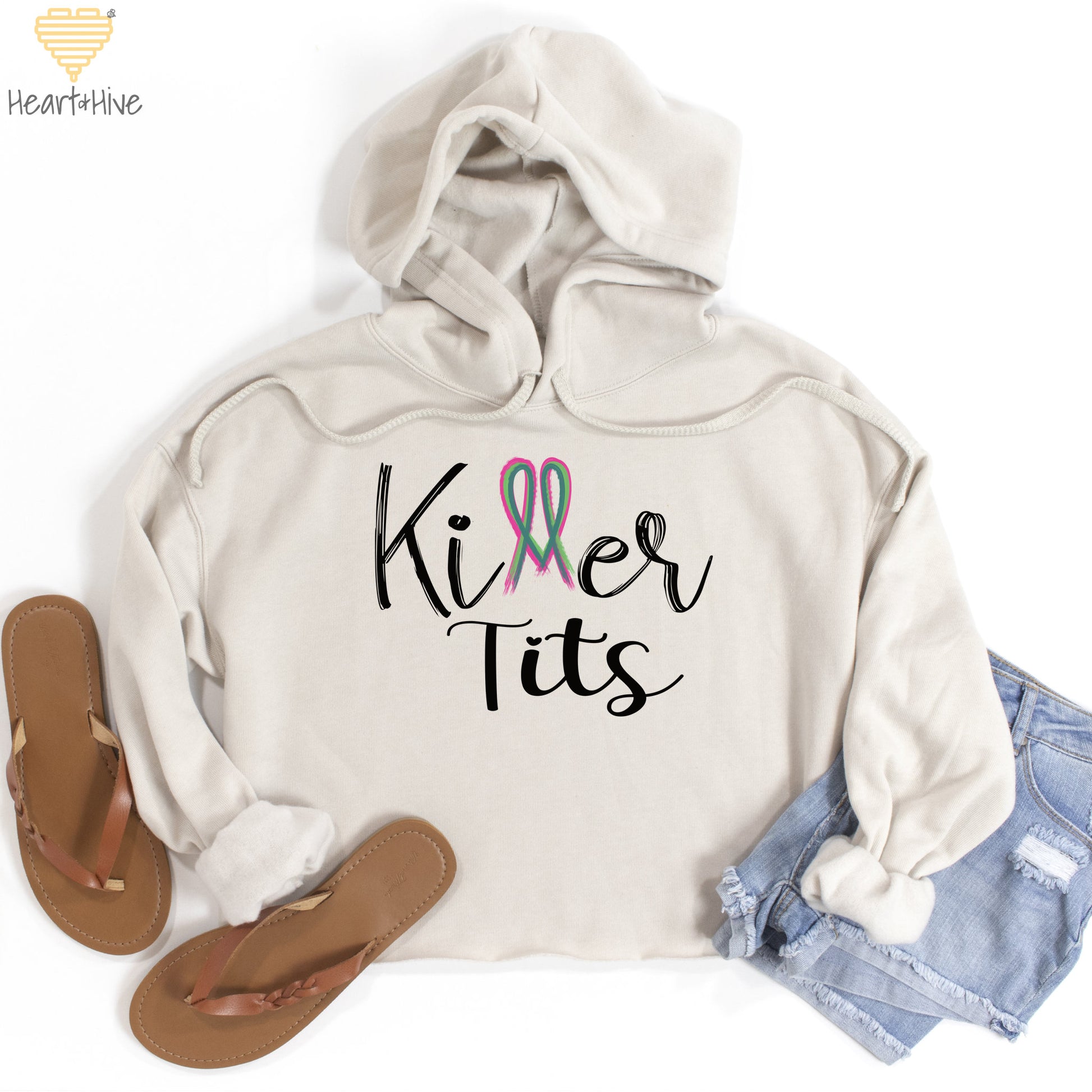 Killer Tits Metastatic Breast Cancer // Crop Hoodie & Crew Fleece // 2 COLORS - Heart & Hive Designs