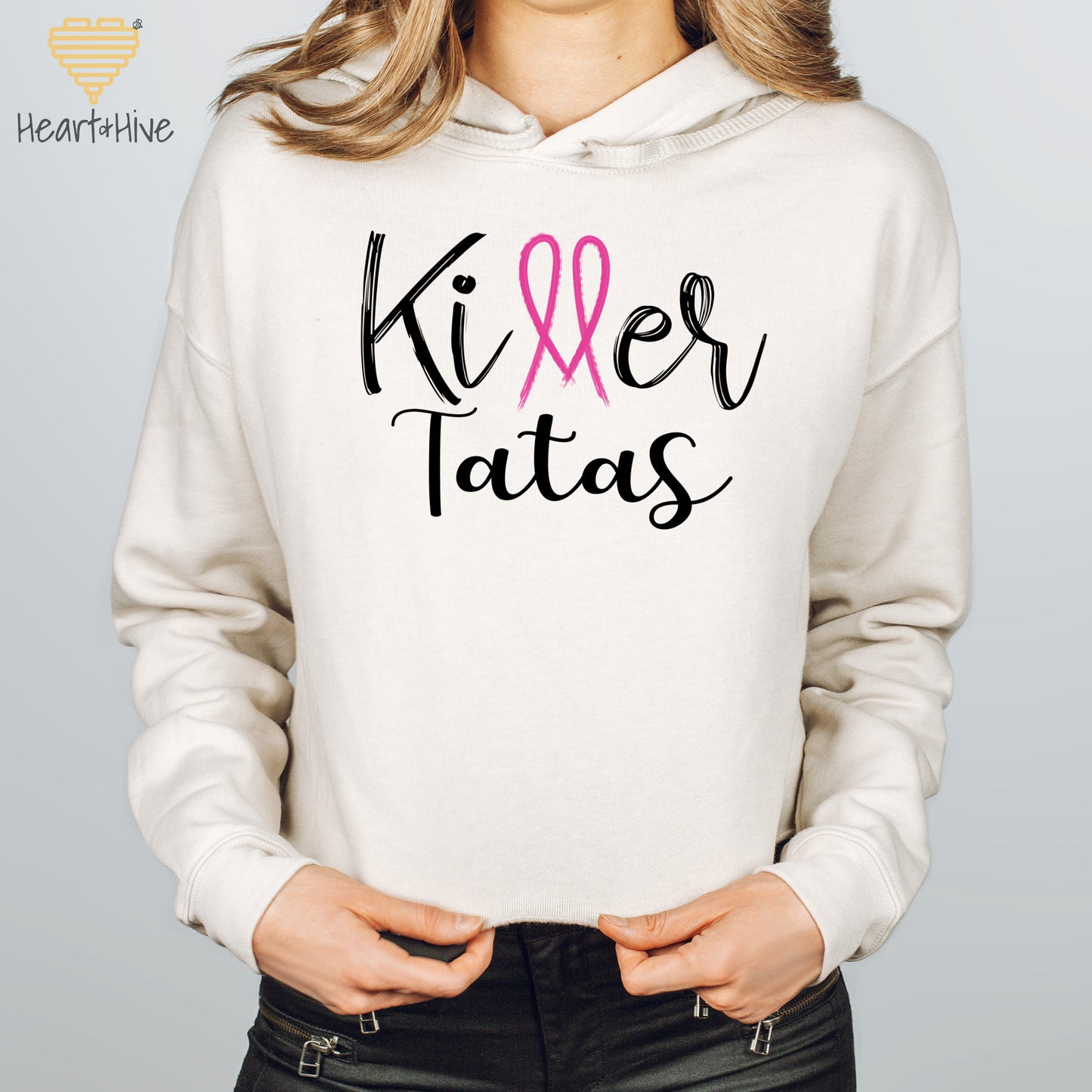 Killer Tits, Boobs or Tatas - Pink Ribbon - Breast Cancer // Crop Hoodie & Crew Fleece // 2 COLORS