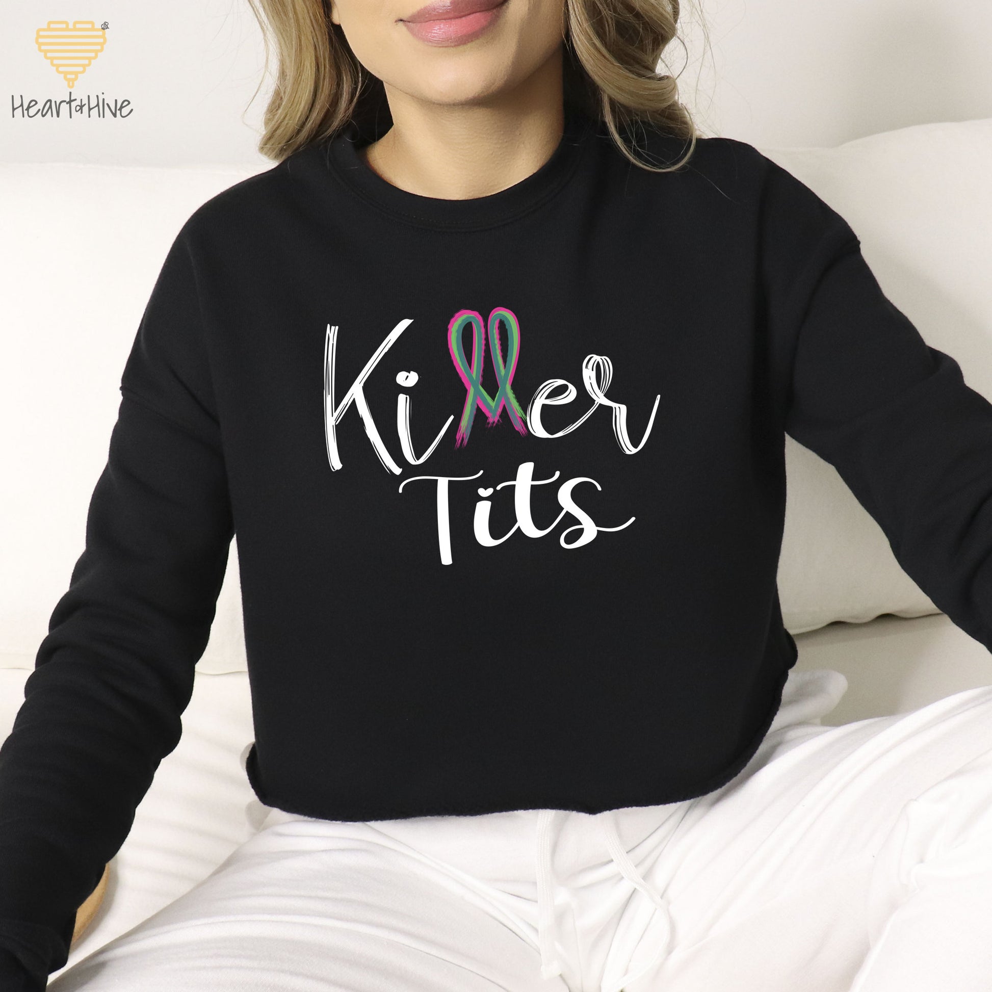 Killer Tits Metastatic Breast Cancer // Crop Hoodie & Crew Fleece // 2 COLORS - Heart & Hive Designs