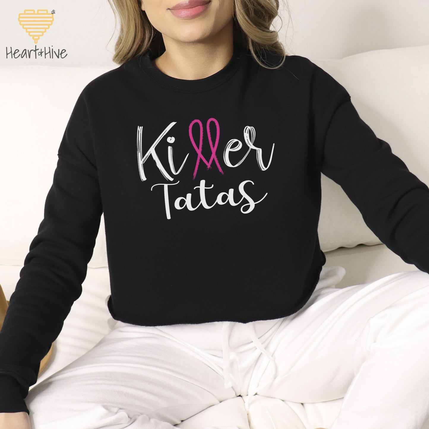 Killer Tits, Boobs or Tatas - Pink Ribbon - Breast Cancer // Crop Hoodie & Crew Fleece // 2 COLORS