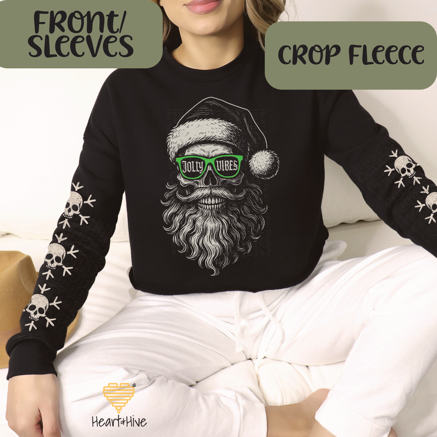 Jolly Vibes Skeleton Santa // Optional Skeleton Snowflake Sleeve // BLACK