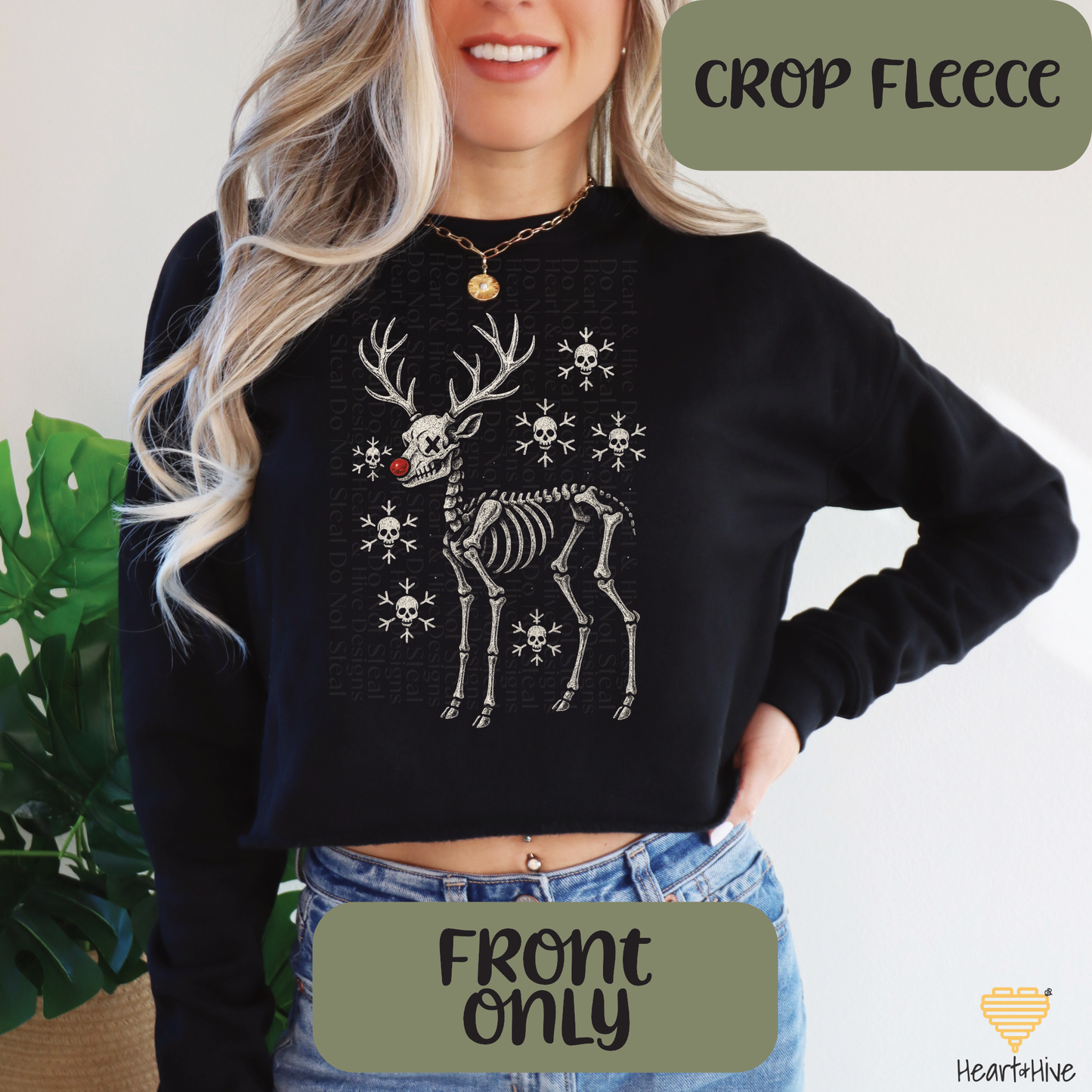 Christmas Skeleton Reindeer // Optional Skeleton Snowflake Sleeve // BLACK