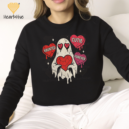 Haunted Cutie Forever Ghost // Spooky Valentines Day // Optional Bleeding Heart Sleeves // BLACK