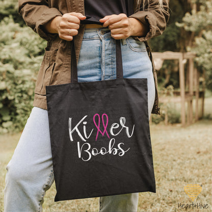 Killer Tits, Boobs, or Tatas Breast Cancer - Pink Ribbon // Tote Bag // 2 COLORS