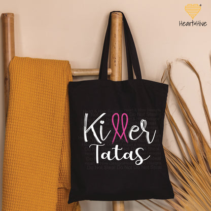 Killer Tits, Boobs, or Tatas Breast Cancer - Pink Ribbon // Tote Bag // 2 COLORS