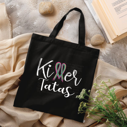 Killer Tits, Boobs, or Tatas Metastatic Breast Cancer - Pink, Teal, Green Ribbon // Tote Bag // 2 COLORS