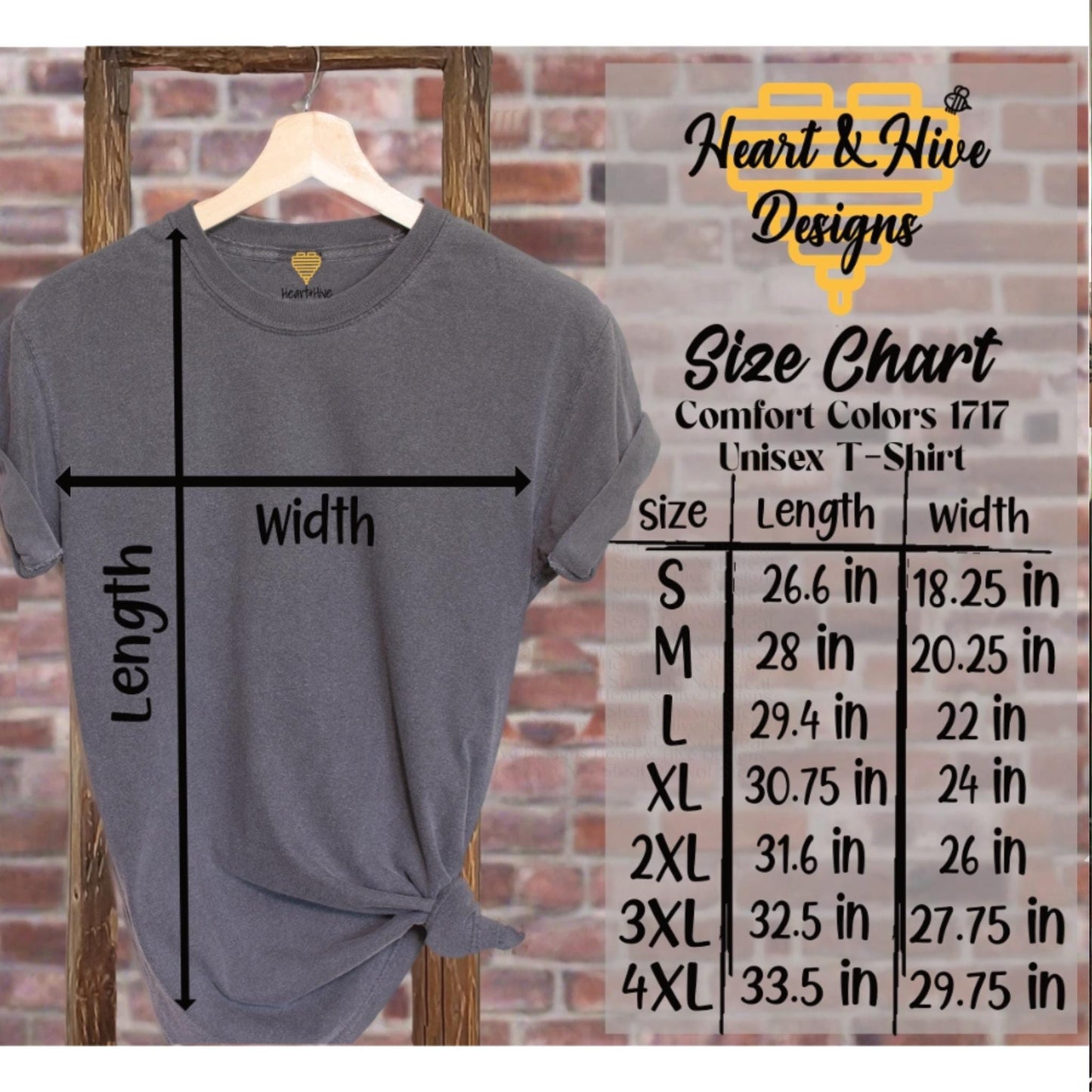Comfort Colors 1717 T-Shirt Size Cart
