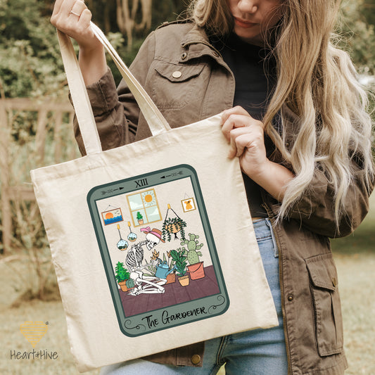 420 Friendly - The Gardener Tarot Card // Tote Bag // NATURAL - Heart & Hive Designs
