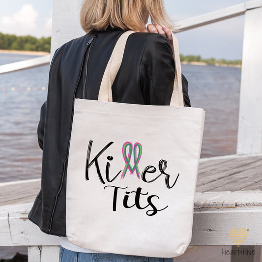 Killer Tits Metastatic Breast Cancer // Tote Bag // 2 COLORS - Heart & Hive Designs