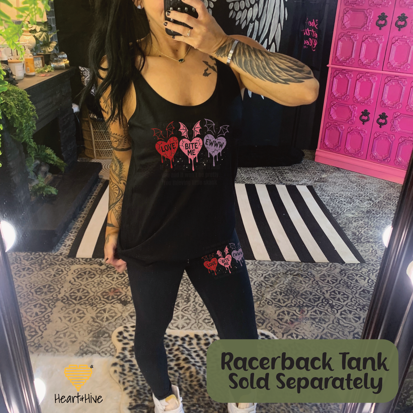 Love, Bite Me, Eww Cute Bat Winged Candy Heart Design // Unisex Softstyle Joggers // BLACK