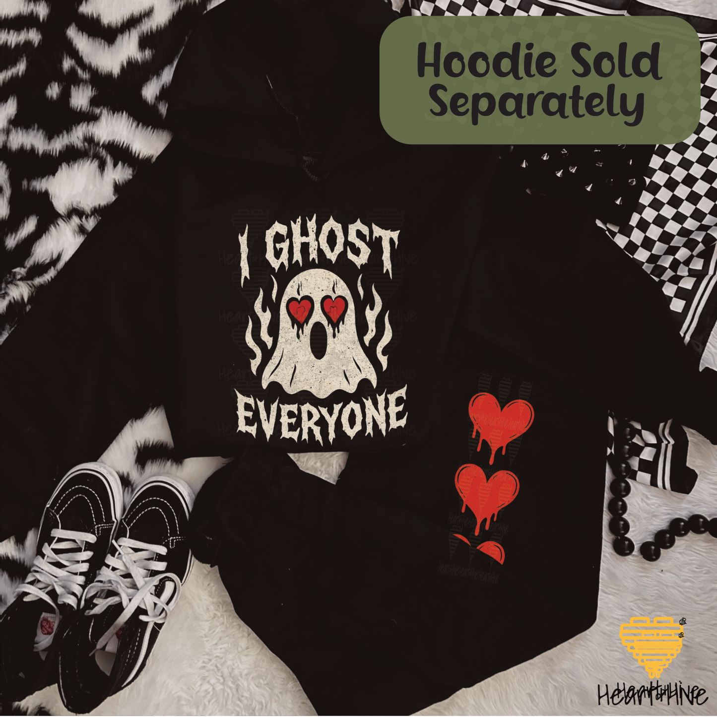I Ghost Everyone Spooky Valentines Day // Optional Bleeding Heart Sleeves // BLACK