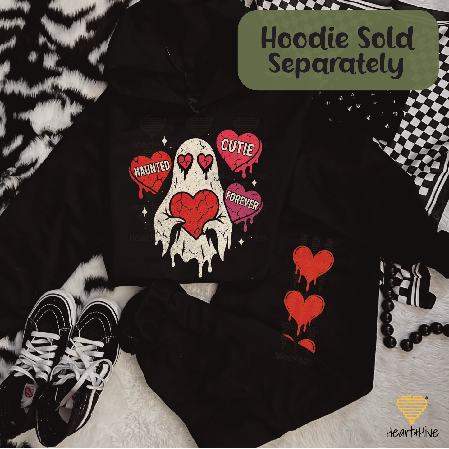 Haunted Cutie Forever Ghost // Spooky Valentines Day // Optional Bleeding Heart Sleeves // BLACK