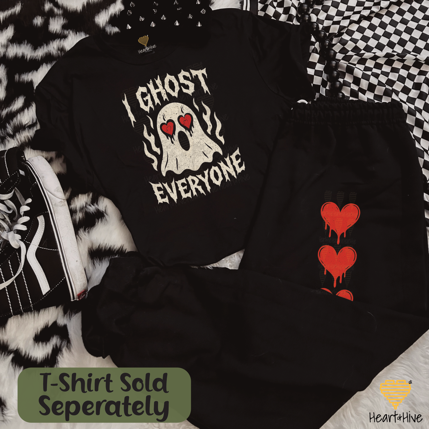 I Ghost Everyone Spooky Valentines Day // Optional Bleeding Heart Sleeves // BLACK