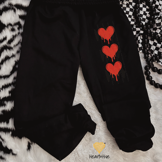Bleeding Heart V-Day Design // Unisex Softstyle Joggers // BLACK