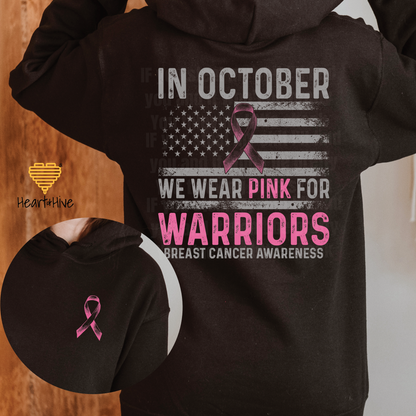 In October Breast Cancer Flag // Pullovers // BLACK