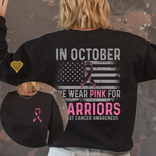 In October Breast Cancer Flag // Pullovers // BLACK