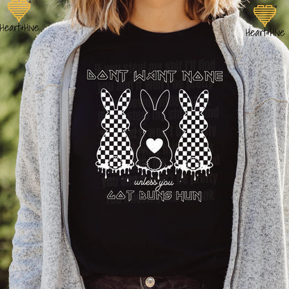 Don't Want None Unless You Got Buns Hun Bunnies • Cute Easter Tee • Spring Holiday Crop Fleece • Animal Lover Sweatshirt • Checkered Bunny