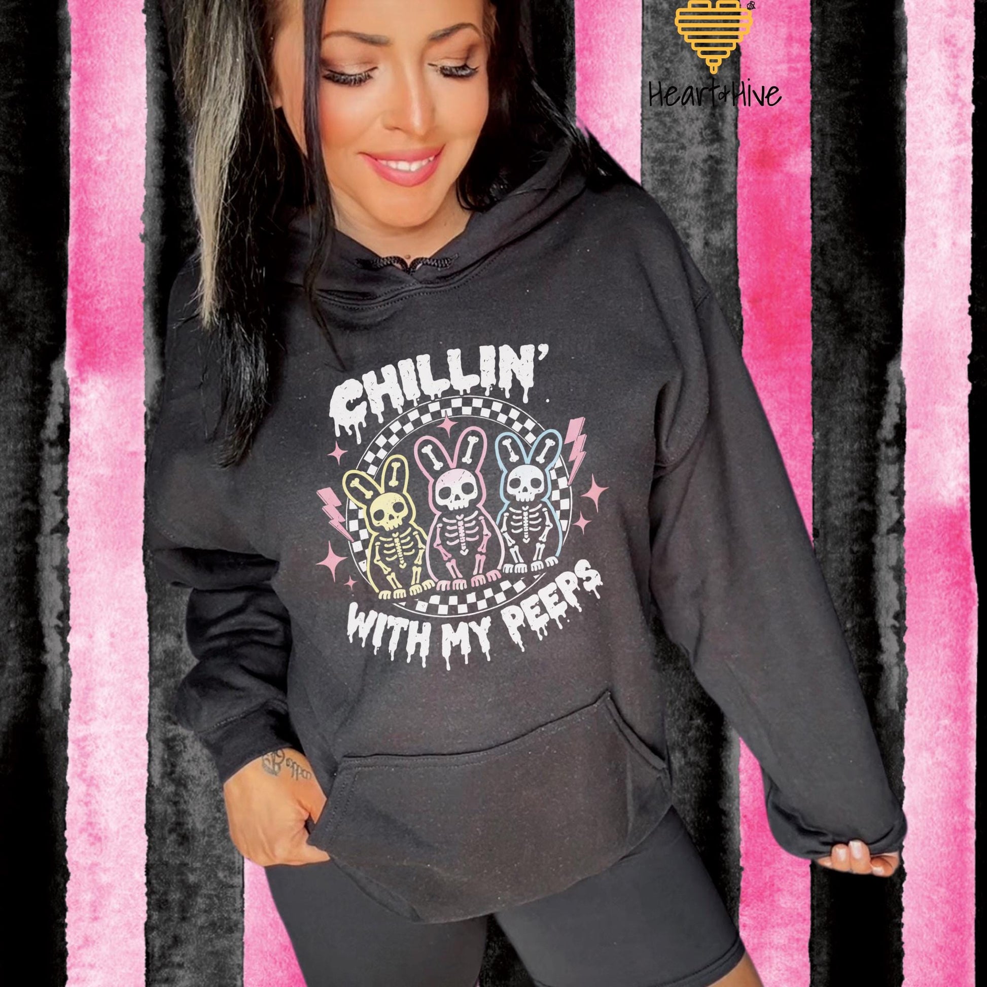 Chillin' Skeleton Bunnies • Spooky But Cute Easter Tee • Spring Holiday Cropped Fleece • Animal Lover Sweatshirt • Gothic Bunny