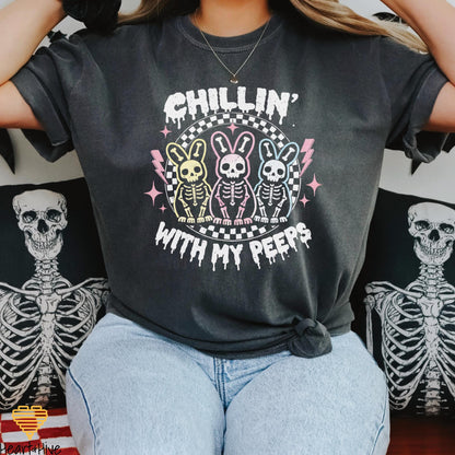 Chillin' Skeleton Bunnies • Spooky But Cute Easter Tee • Spring Holiday Cropped Fleece • Animal Lover Sweatshirt • Gothic Bunny