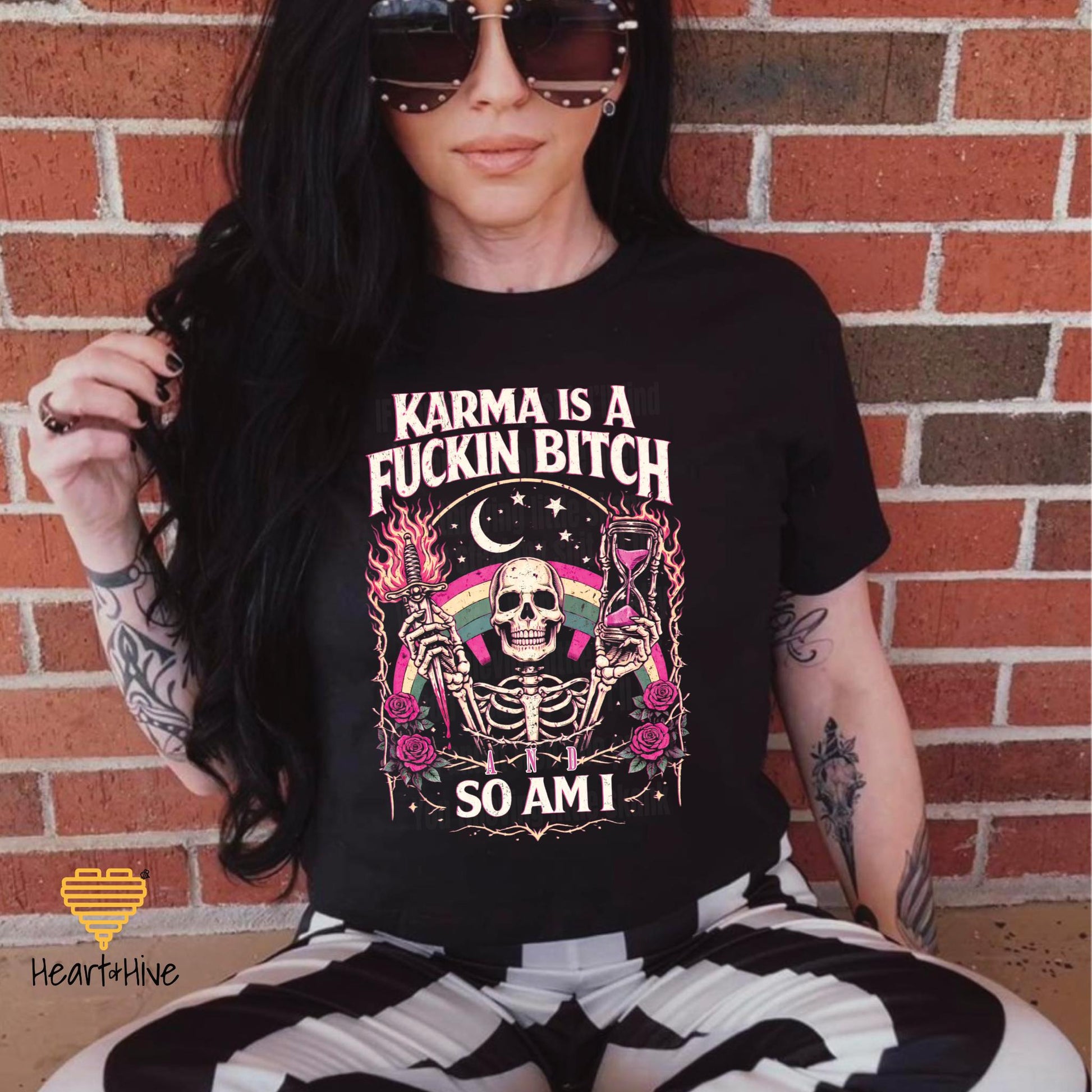 Karma is a Fuckin Bitch and So Am I Skeleton • Snarky Spooky Tee • Sarcastic Skelly Hoodie • Dark Humor Sweatshirt • Mystic Goth Crop Fleece