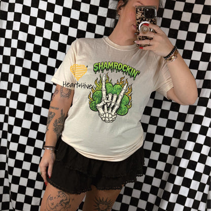 Shamrockin' Skeleton Hand Four Leaf Clover Design • St Patrick Tee • Lucky Irish Crop Fleece • Patty's Day Sweatshirt • Matching Sweatpants