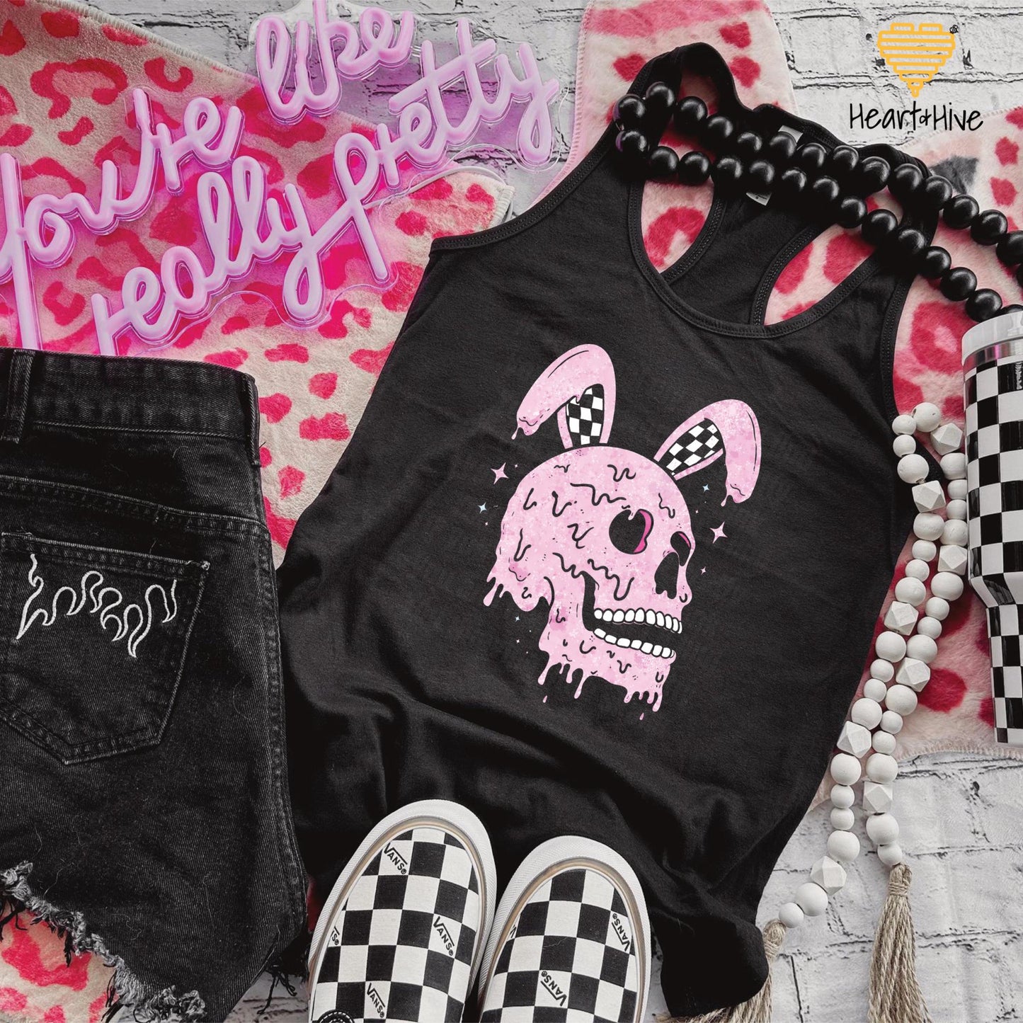 Skeleton Bunny Tee • Spooky Cute Easter Hoodie • Spring Crop Fleece • Animal Lover Racerback Tank • Gothic Pink Rabbit Top