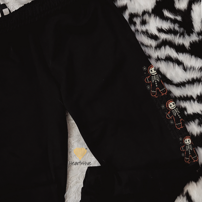 Skeleton Snowflake or Creepy Cute Gingerbread // Softstyle Joggers // BLACK