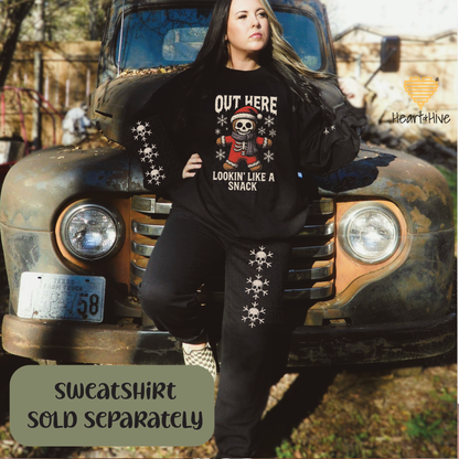 Skeleton Snowflake or Creepy Cute Gingerbread // Softstyle Joggers // BLACK