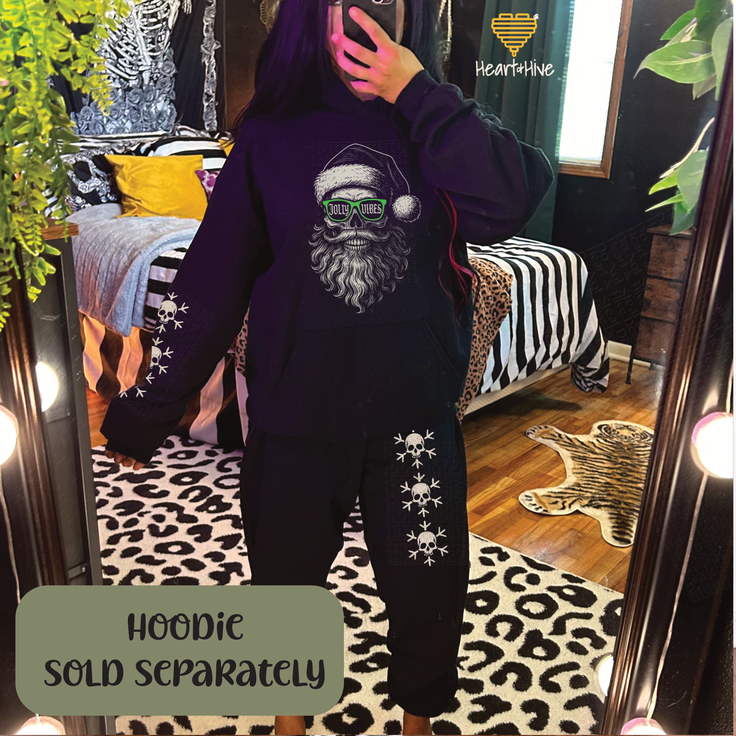 Skeleton Snowflake or Creepy Cute Gingerbread // Softstyle Joggers // BLACK