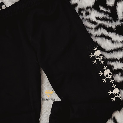 Skeleton Snowflake or Creepy Cute Gingerbread // Softstyle Joggers // BLACK
