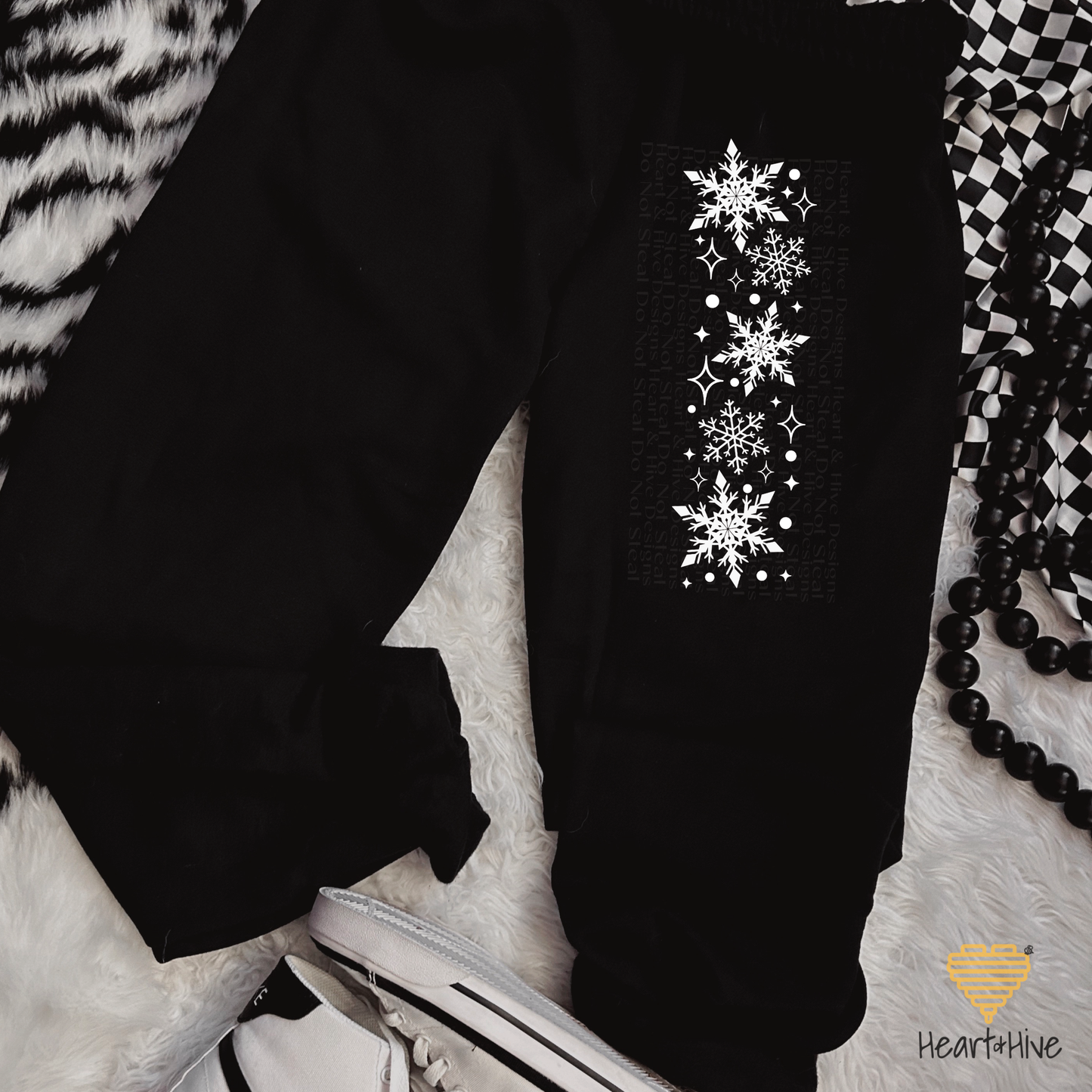 Christmas Snowflake // Softstyle Joggers // BLACK