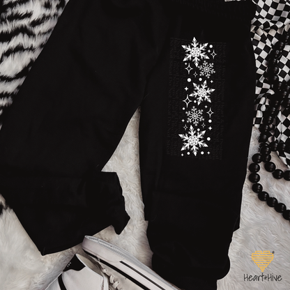 Christmas Snowflake // Softstyle Joggers // BLACK