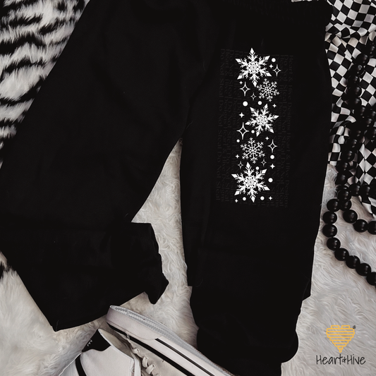 Christmas Snowflake // Softstyle Joggers // BLACK